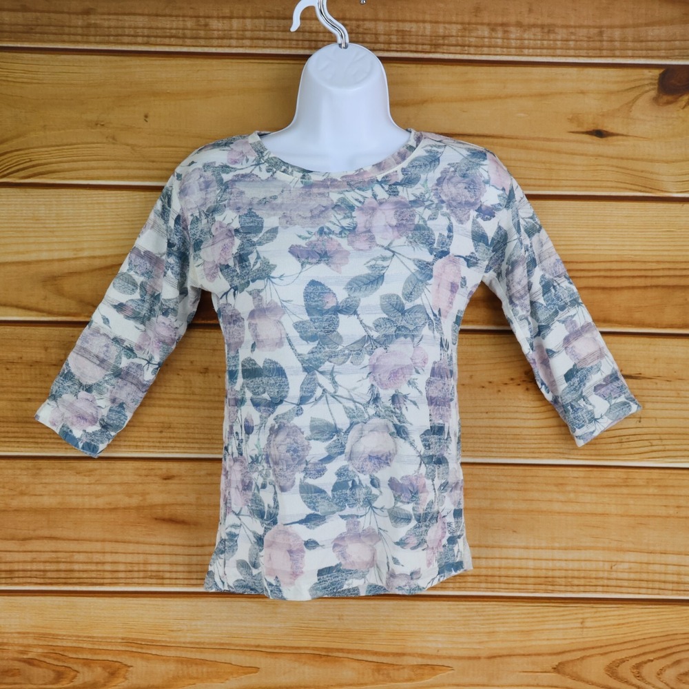 Dorothy Perkins Blouse Womens Sz 2 Multicolor Floral Polyester Blend Half Sleeve